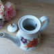 Faience coffee maker floral pattern, pouring coffee maker bohemian style