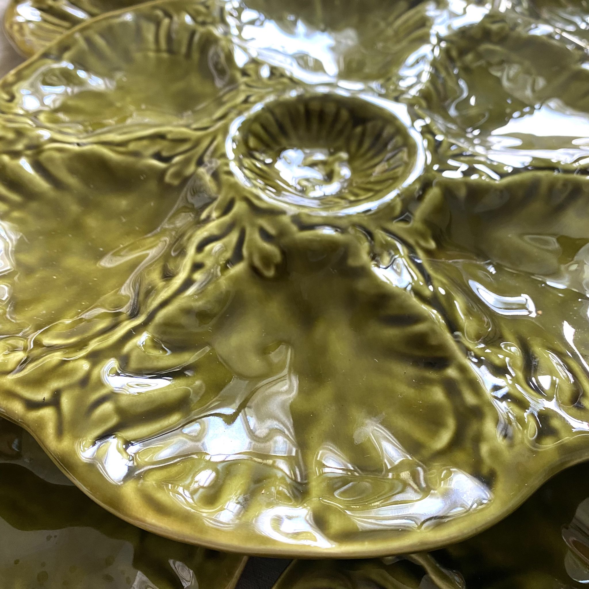 Vintage ceramic oyster plates from Gien