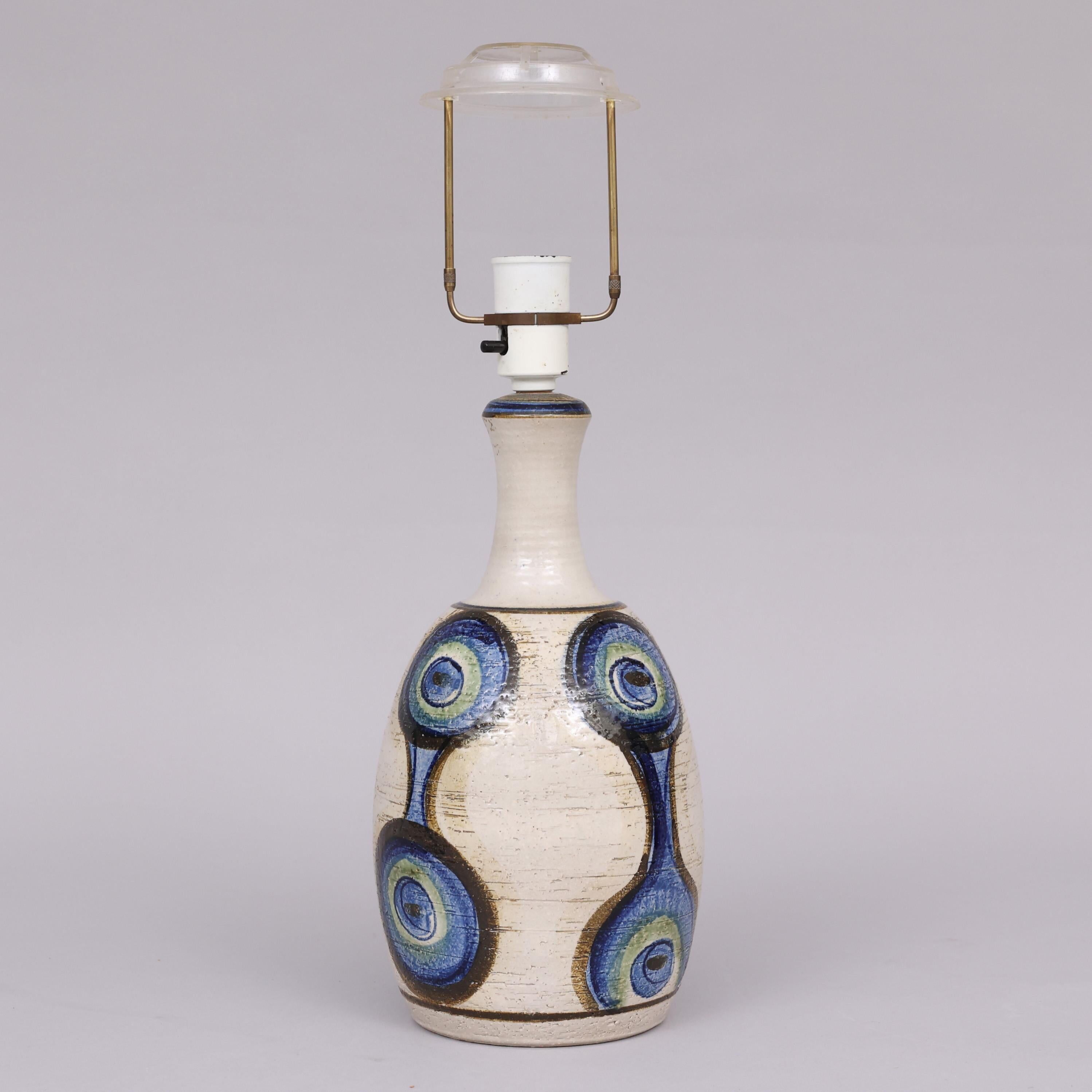 lampe à poser en céramique émaillée faite à la main par Soholm Danemark 1960 estampillée