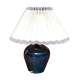 Ceramic lamp signed with pleated lampshade