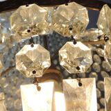 Antique crystal pendant chandelier – vintage Empire style – bronze