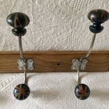 Wooden coat hook with 6 double hooks