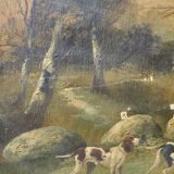 Pendants de scènes de chasse, huiles sur toile encadrées