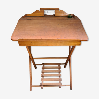 Ancien bureau enfant en bois avec pupitre vintage