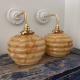 Pair of Art Deco globe wall lights