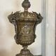 Pair of Louis XIV style andirons in bronze after a design by André-Charles Boulle.