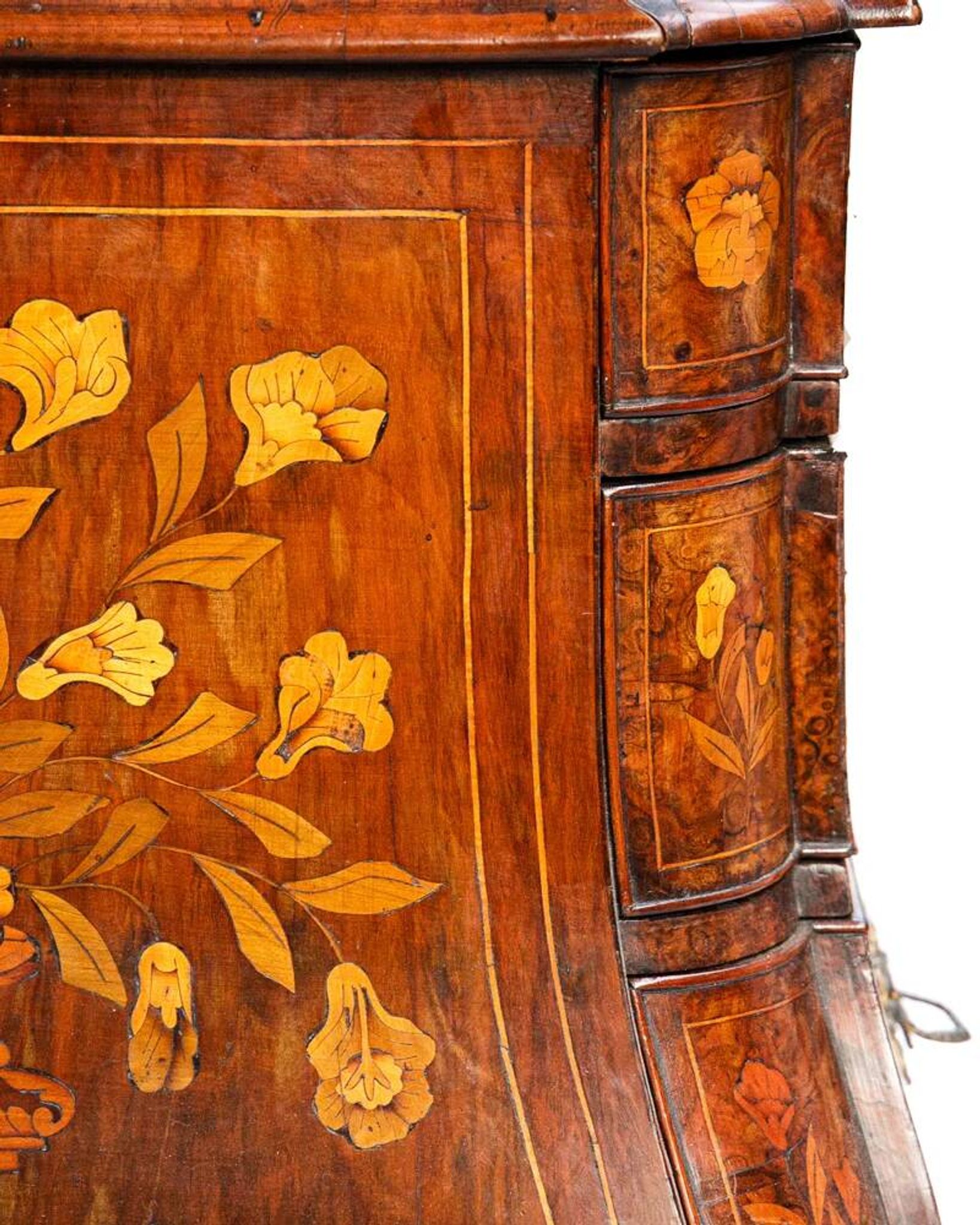 Small Dutch display cabinet in floral marquetry.