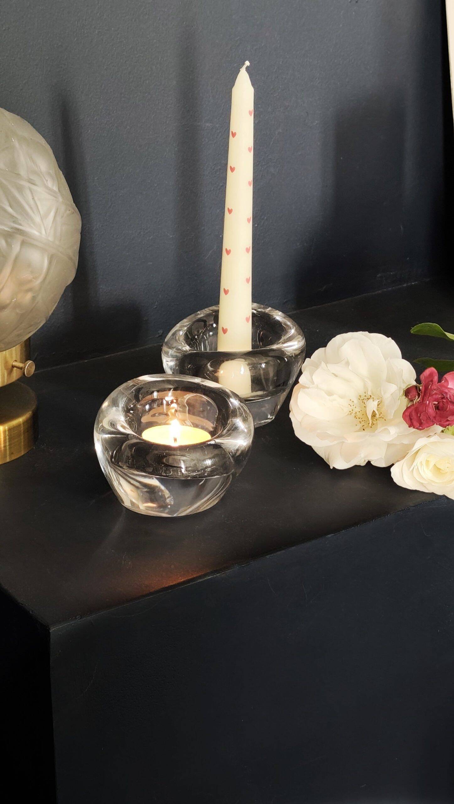 Pair of Dartington crystal candlesticks