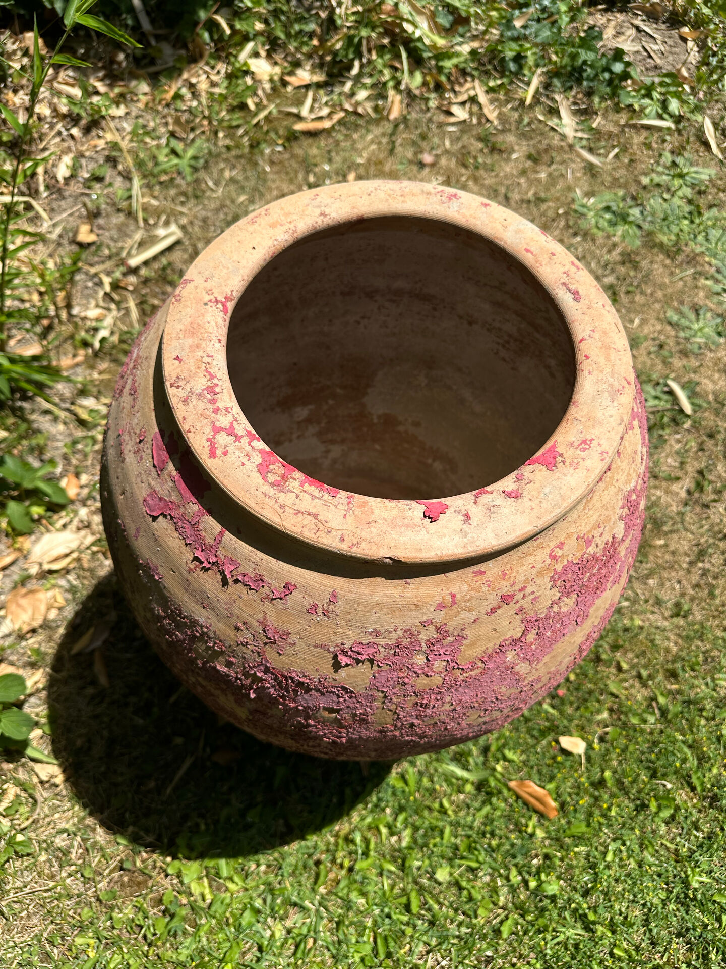 Ancient terracotta pottery jar from the 19th century.