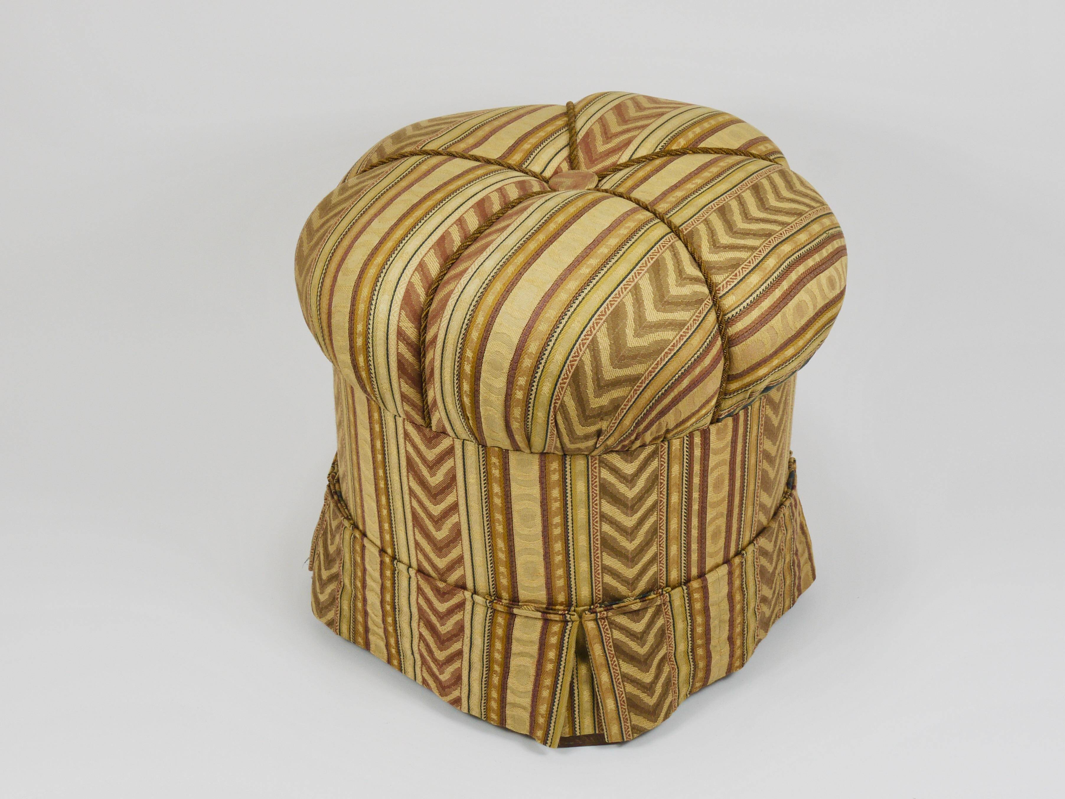 Art Deco Stool Friedrich Otto Schmidt, Pouf, Original Condition, Vienna, 1920s