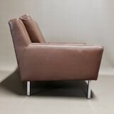 Scandinavian classic design brown leather armchair 1950