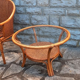 Table basse circulaire en bambou, plateau verre