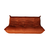3-seater Togo dark amber velvet sofa designed by Michel Ducaroy 1973