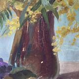 Painting on wood, mimosas, Belli