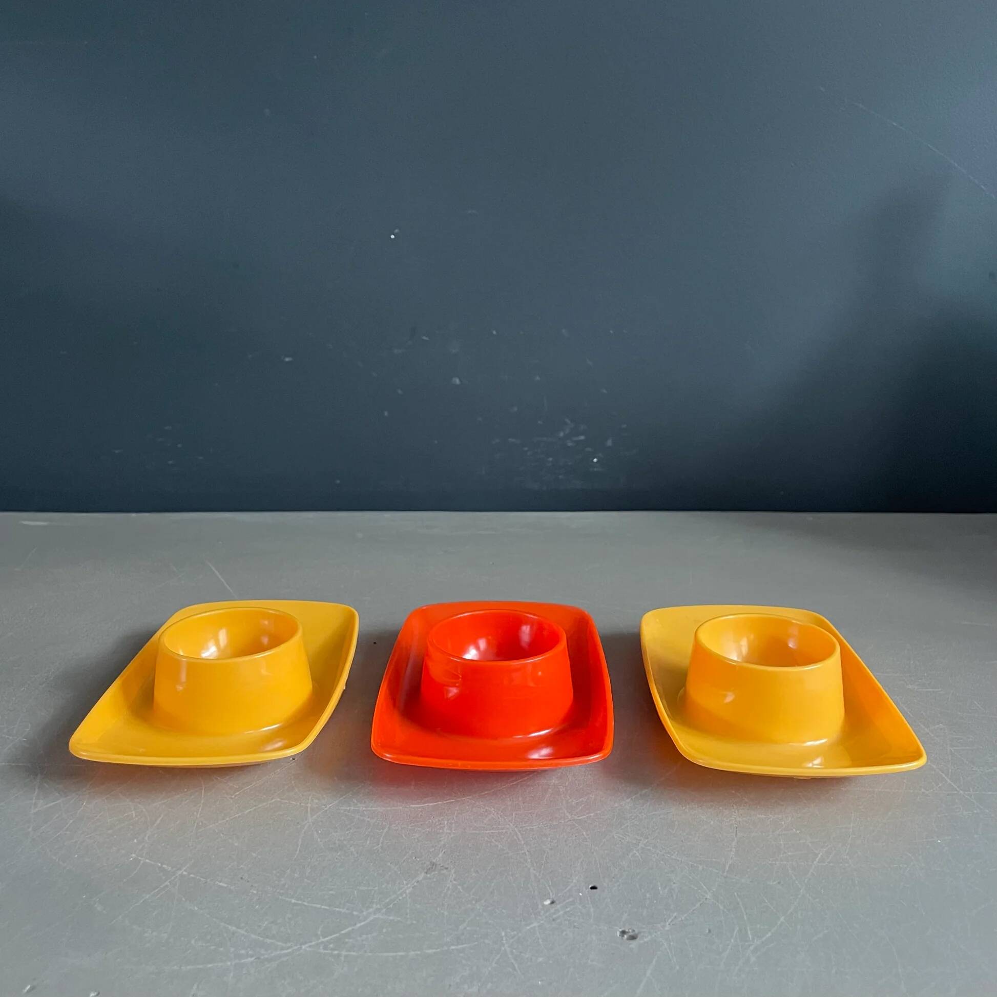Set of 9 vintage plastic egg cups