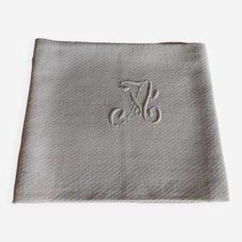 Small tablecloth or other for decoration!! thick linen & silk damask, Monogram