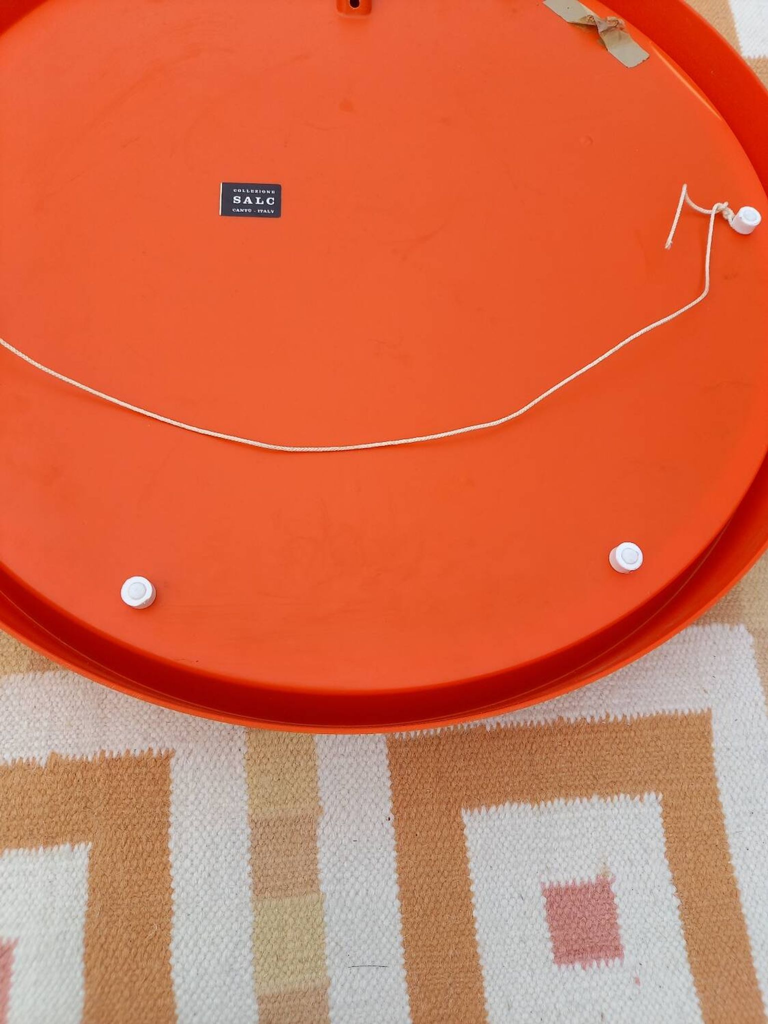Miroir vintage 1970 plastique orange Salc