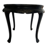 Table décoratives chinoise – laque noire, incrustations jade et nacre