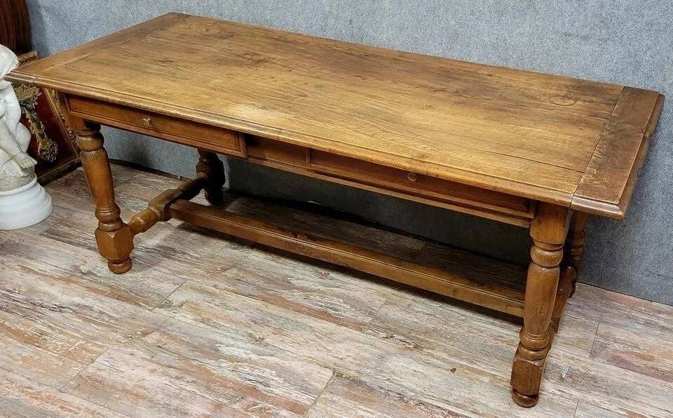 Table or centre desk in Louis XIII style made of solid oak around 1850.