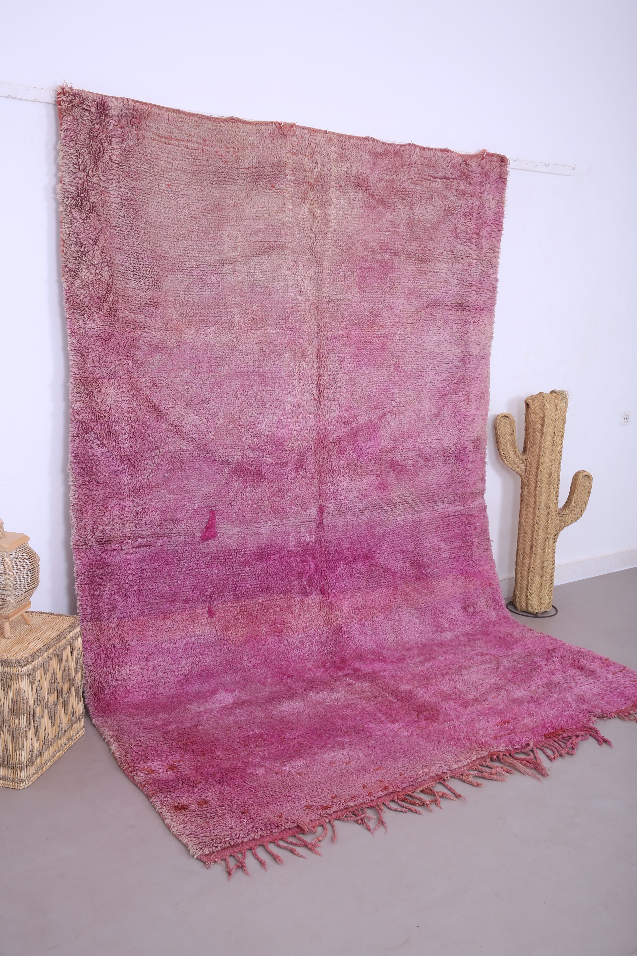 Tapis marocain vintage violet 197 x 296 cm - Tapis en laine berbère - Tapis fait main