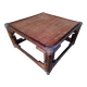 Table basse rotin carrée vintage 1970