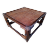 Vintage square rattan coffee table 1970