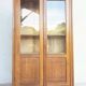 Vintage glass-fronted oak bookcase