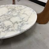 Hugues Poignant coffee table in marble and glass