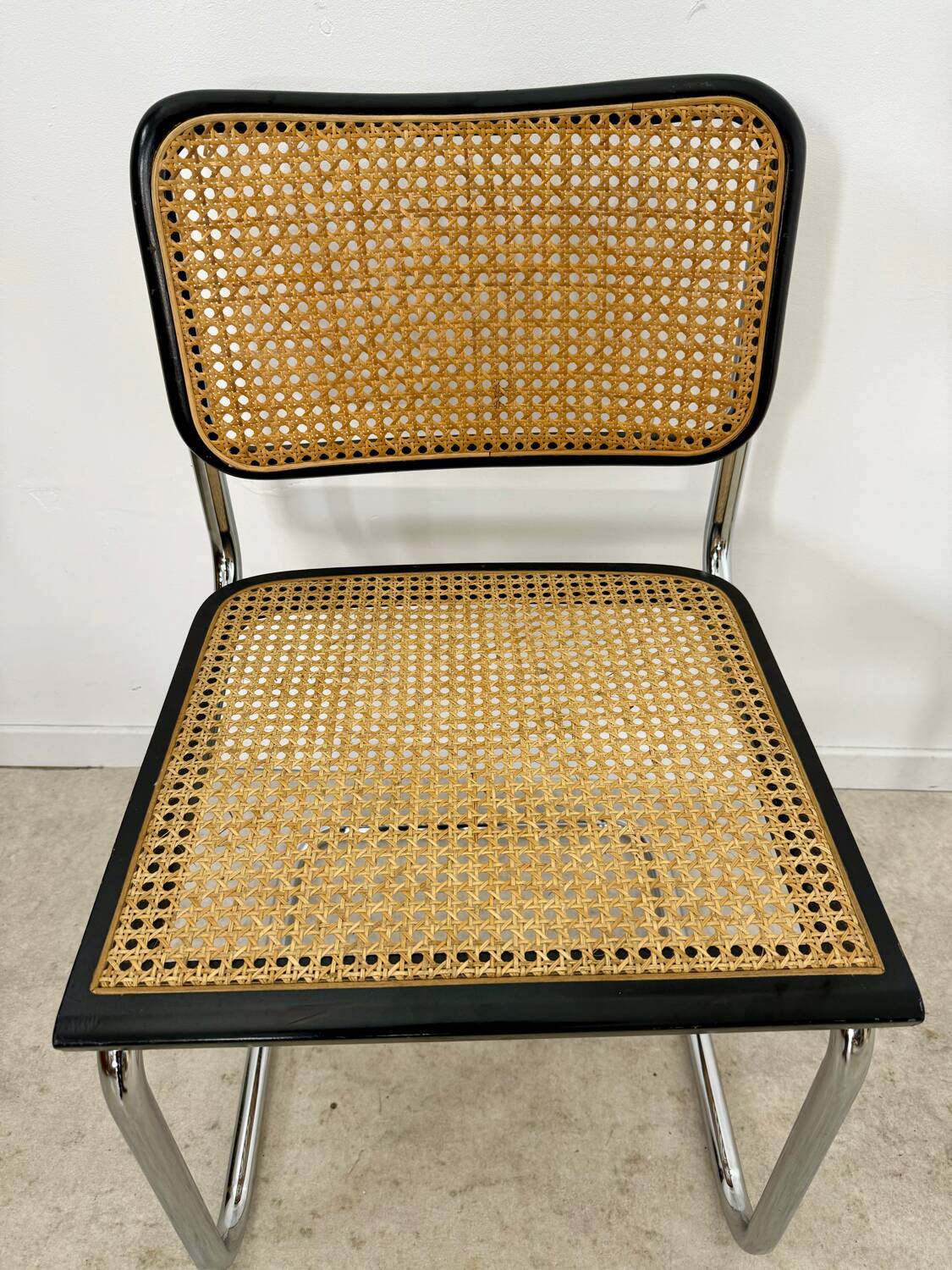 Old black caned chair Cesca B32 design Marcel Breuer 1970 Made in Italy vintage