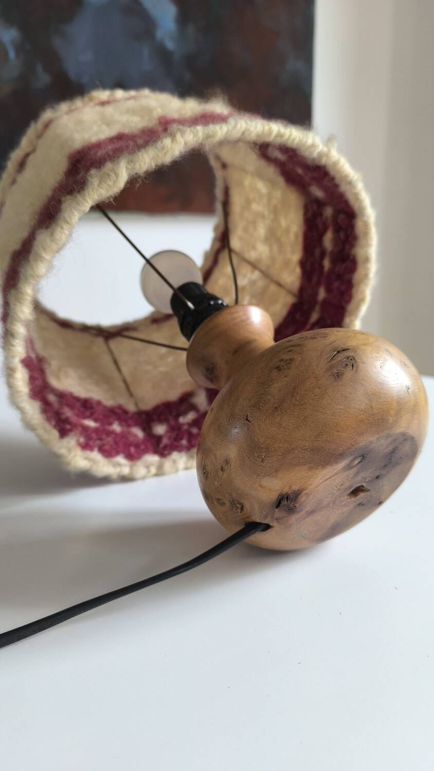 1950s burl wood table lamp