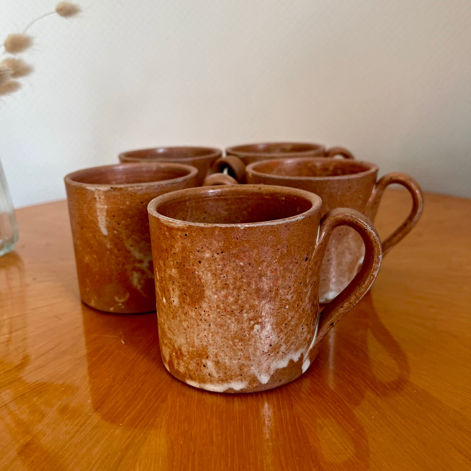 Lot de 5 tasses à café en grès vintage