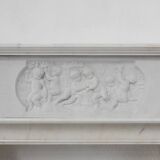 French Carrara marble fire place with Adam and Eve decoration