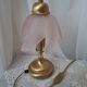 F. Fabbian Italy Pink Frosted Glass Petal Table Lamp, Murano Style, 1980s