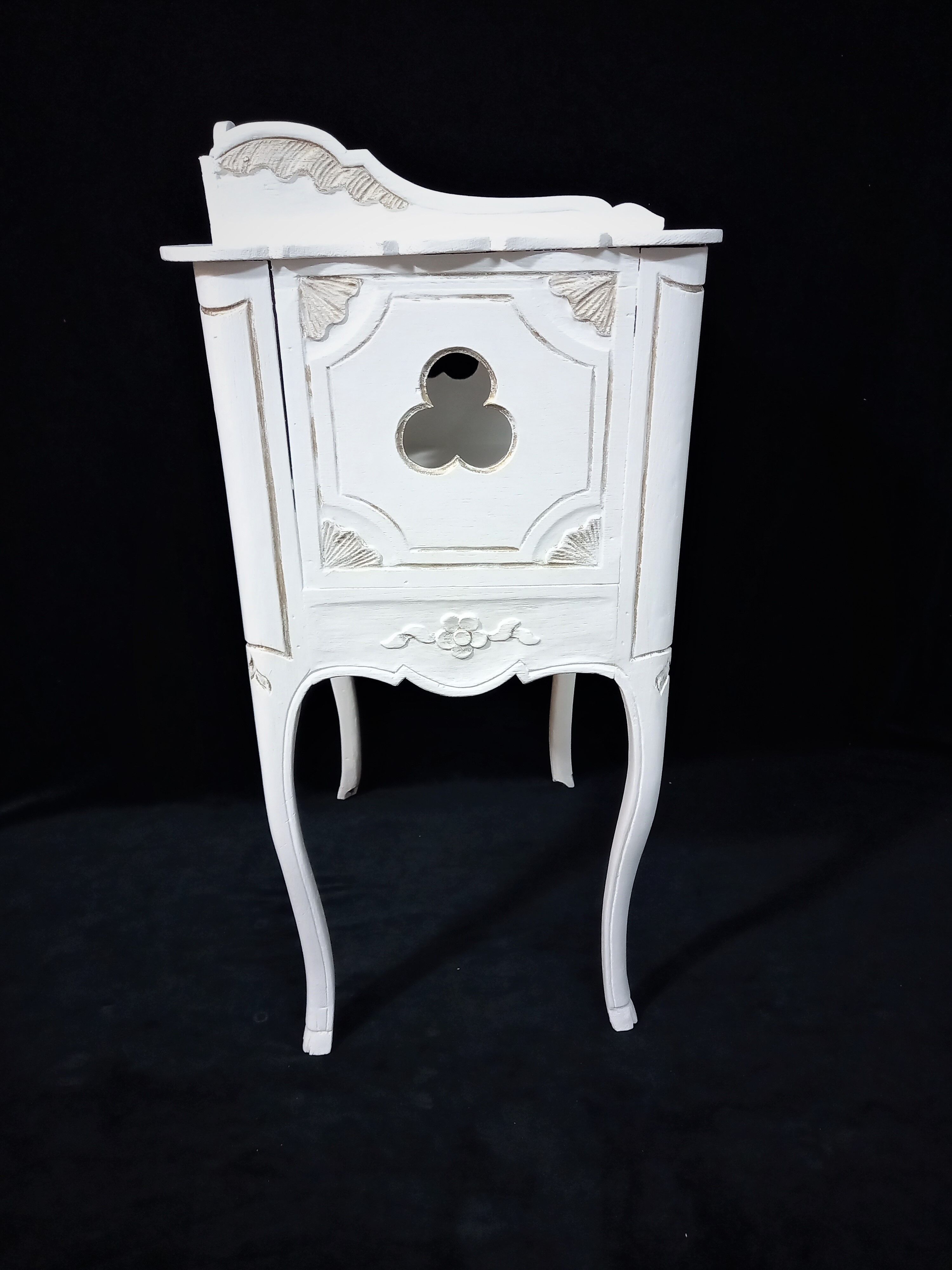 Old Louis XV Style Bedside Table in White and Gold
