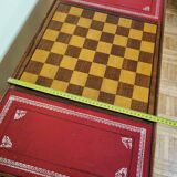 Louis Philippe style chess table and chess game with leather and wood tablets