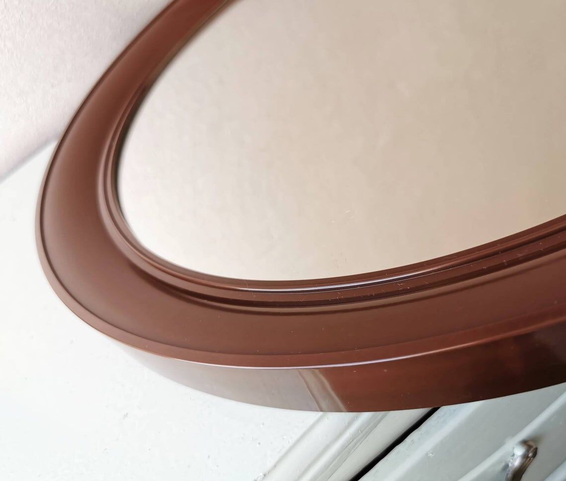 Round brown mirror plastic 80 years diameter 35cm