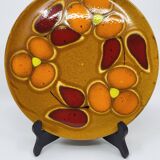 St Clément plates in French slip, orange and red decor Vintage