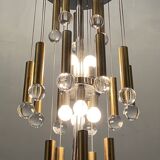Lustre chrome et sphère en laiton du milieu du siècle de Sciolari