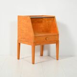 Vintage scandinavian bedside table in birch burl