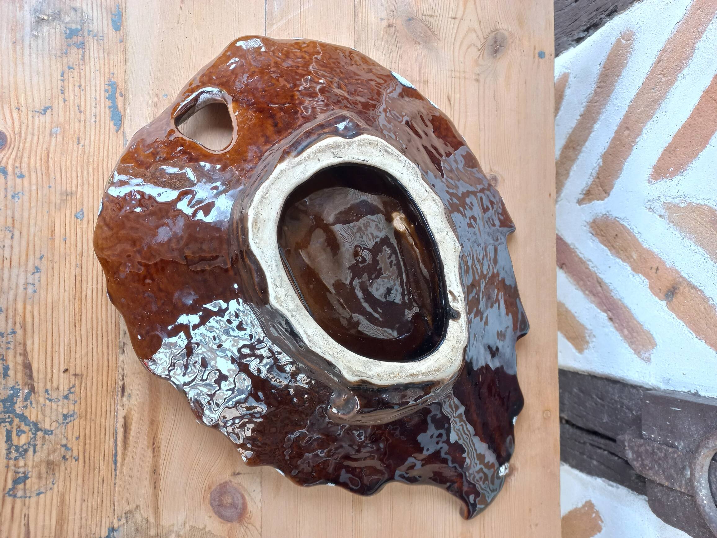 Vintage Vallauris style empty pocket fruit bowl