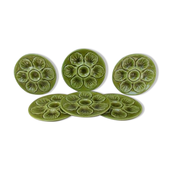 6 oyster plates Proceram vintage Green color