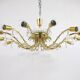 Grand lustre floral Lobmeyr du milieu du siècle en laiton et cristal, années 1950, Autriche