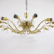 Mid-century floral brass and crystal chandelier by Lobmeyr, 1950s, Austria.