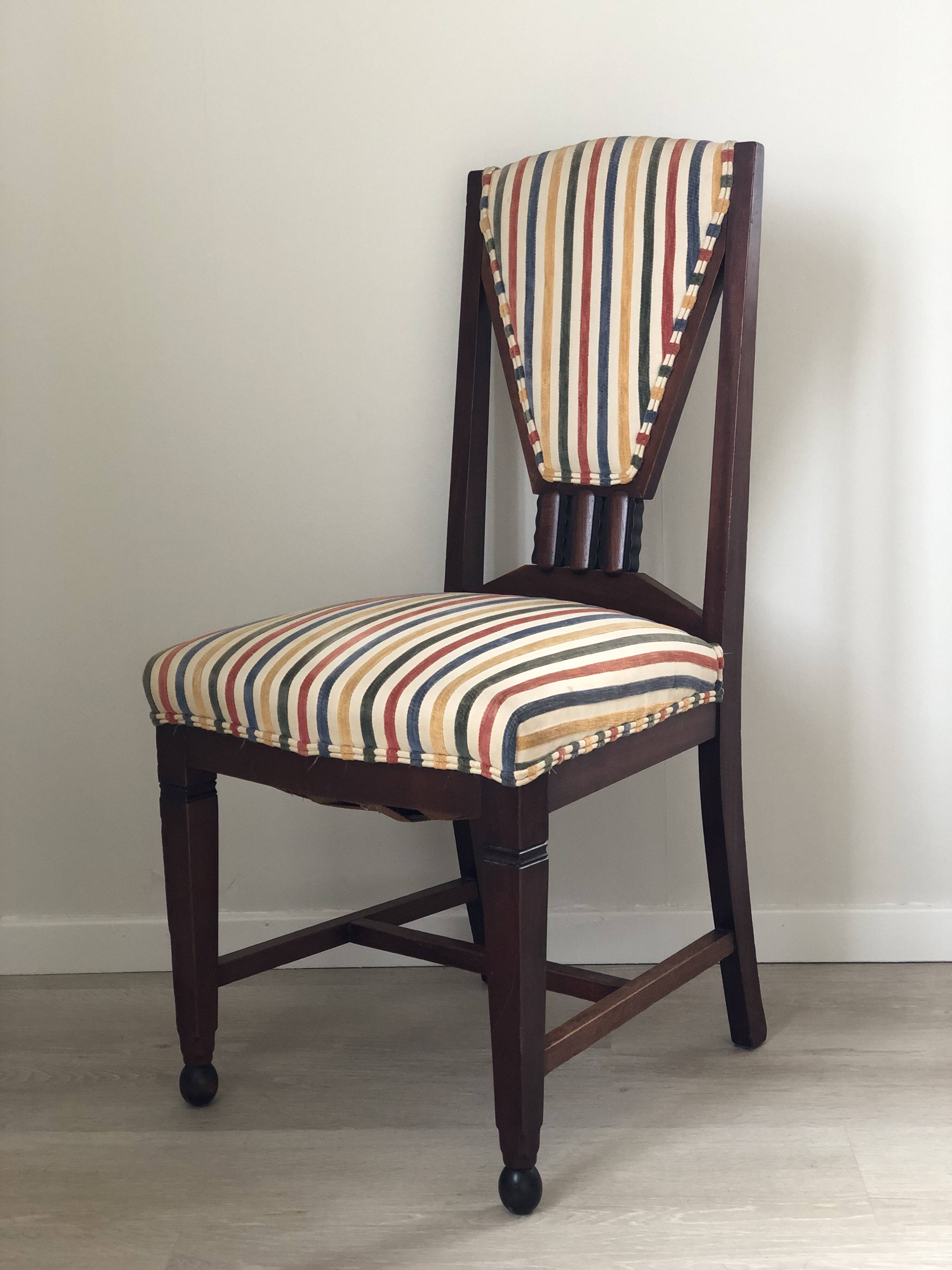 Set of 4 Art Deco Amsterdam School ‘t Woonhuys Dining Chairs The Netherland