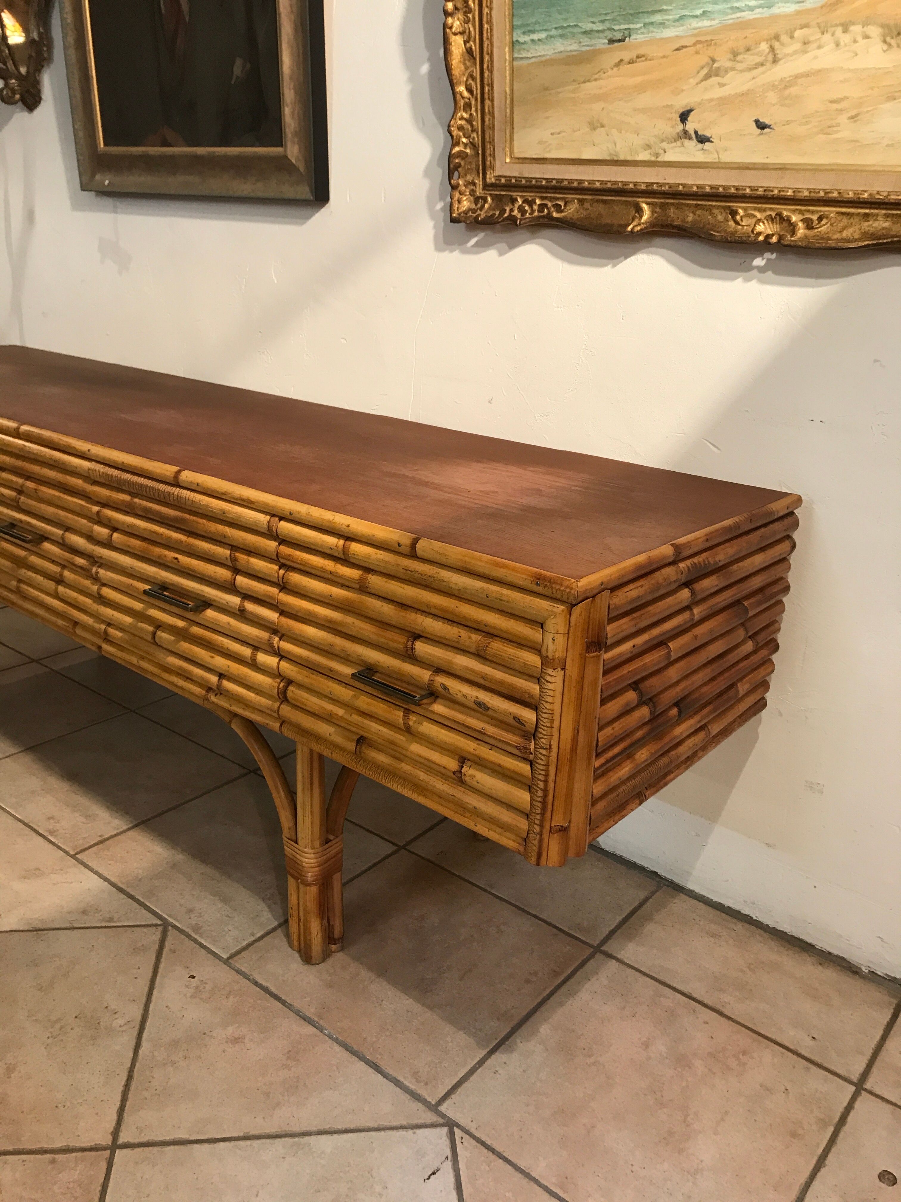 Vintage rattan sideboard circa 1960