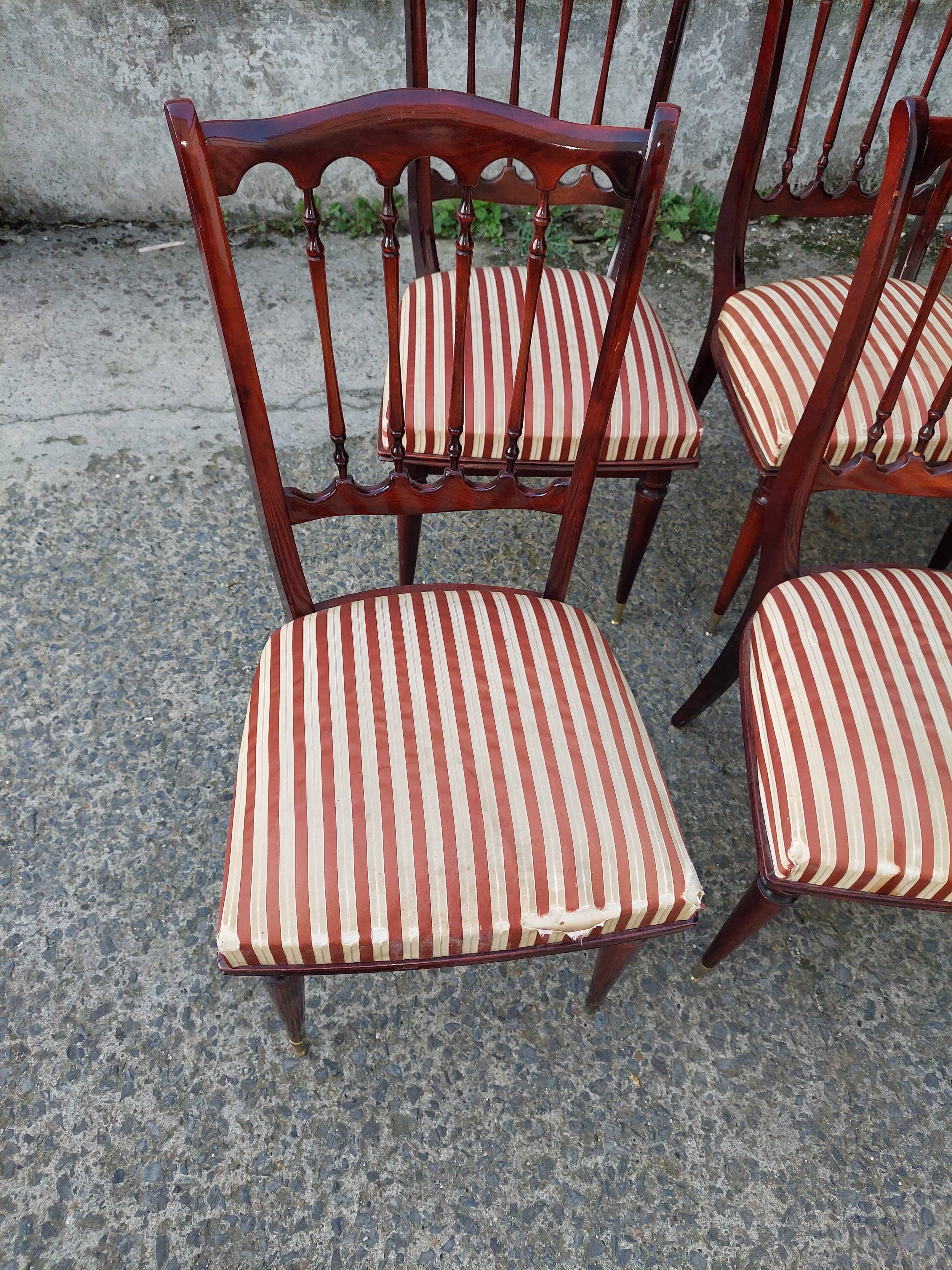 Lot oval table and 6 vintage chairs used