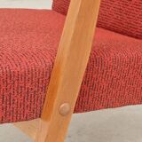 Pair of Uluv red Eastern Bloc armchairs, 1960s