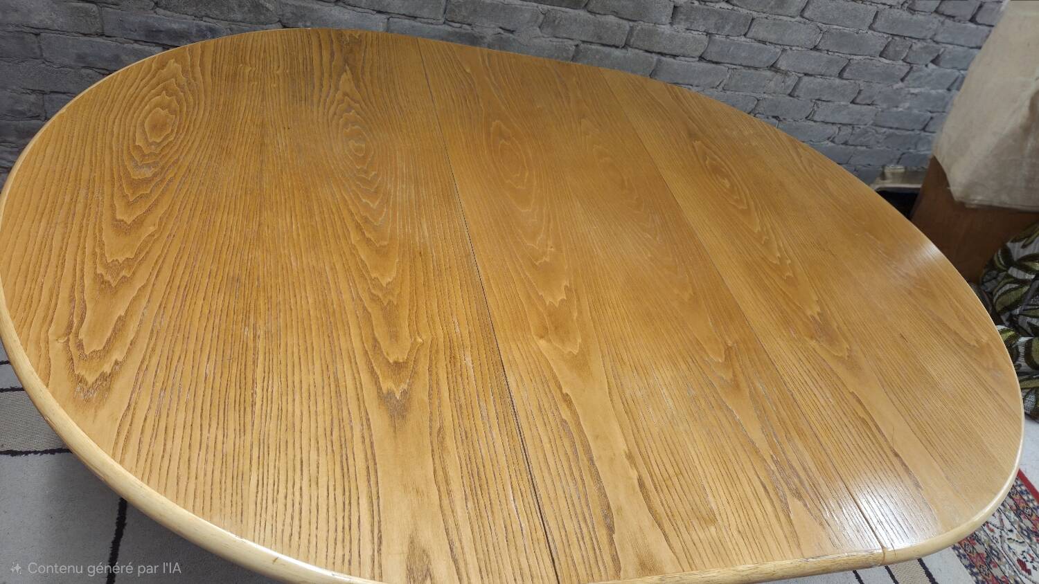 Dining table wood and rattan 1970