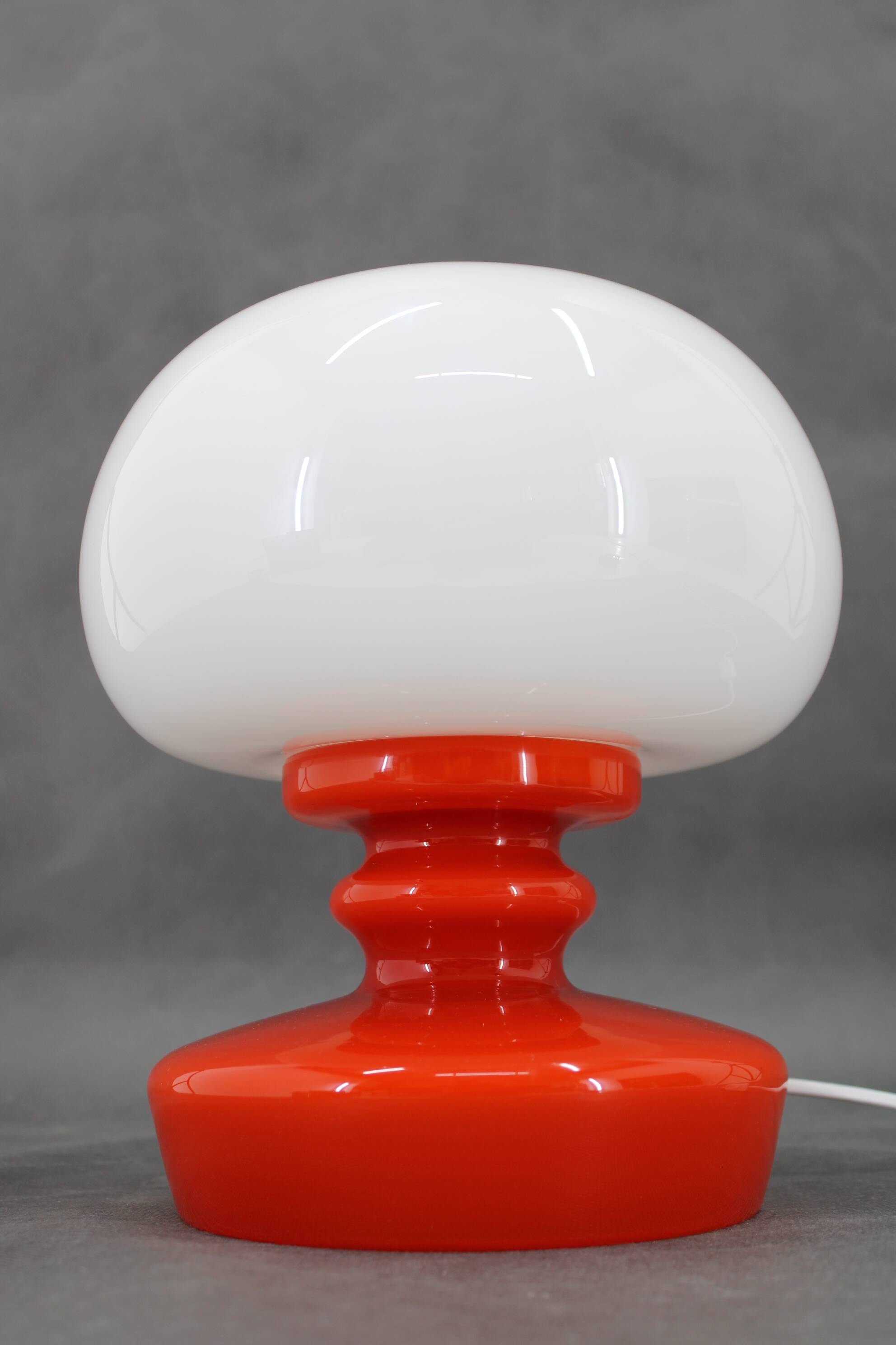 1970s Stepan Tabery Opaline Glass Mushroom Table Lamp, Czechoslovakia