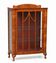 Antique English walnut display cabinet with glass sides in Art Deco style, 30s-40s.